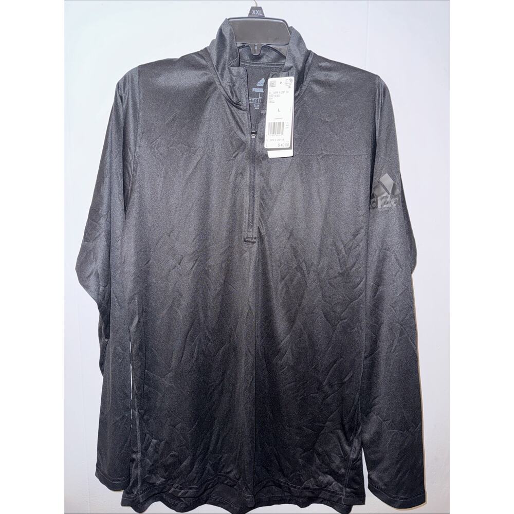 NWT Adidas Free lift Men's Quarter Zip Track Shirt Black Sz L Lightweight